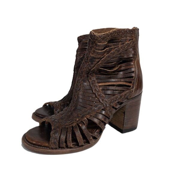 Freebird Bela Leather Braided Boho Heeled Boot SZ 6 Dark Brown Western - Picture 8 of 14